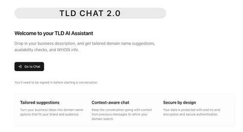 TLD Chat – production-ready demonstrator for domain research